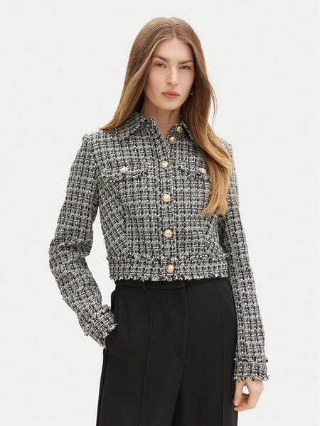 Guess Marynarka W5RN47 WGW82 Czarny Regular Fit. Czarne marynarki i żakiety damskie Guess, z aplikacjami, z syntetyku, bez kołnierzyka, bez ramiączek. Za 369.99 zł.