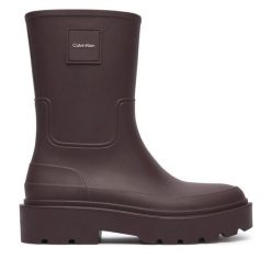 Kalosze Calvin Klein. Brązowe kalosze damskie Calvin Klein, bez wzorów, bez zapięcia. Za 409.99 zł.