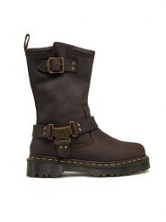 Dr. Martens Botki Anistone Tall Leather Biker31901201 Brązowy. Brązowe botki damskie Dr. Martens, bez wzorów, ze skóry, bez obcasa, na płaskiej podeszwie, bez zapięcia. Za 659.99 zł.