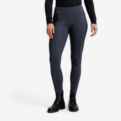 Legginsy jeździeckie damskie ciepłe z silikonowym lejem szare. Szare legginsy damskie FOUGANZA, bez wzorów, z materiału. Za 179.99 zł.