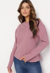 Ciemnoróżowa Bawełniana Bluza z Długim Rękawem i Ozdobnym Wiązaniem Pinada. Czerwone bluzy damskie Born2be, bez wzorów, z bawełny, casualowe, bez ramiączek, bez kaptura. Za 84.99 zł.
