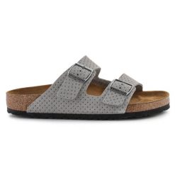 Klapki Birkenstock Arizona Bs M 1026988 szare. Szare klapki damskie bez wzorów, z materiału, bez zapięcia. Za 692.72 zł.