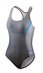 Strój kąpielowy Beco do zawodów szaro-niebieski. Niebieskie stroje kąpielowe damskie 47 Brand, bez wzorów, z materiału. Za 355.99 zł.