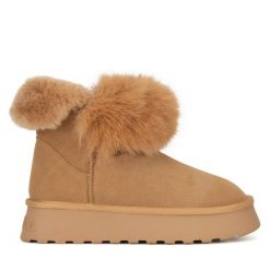 Śniegowce Badura. Brązowe śniegowce damskie Badura, bez zapięcia. Za 279.99 zł.