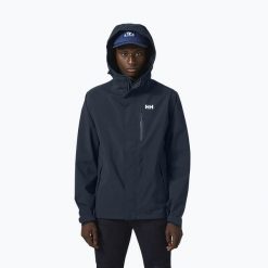 Kurtka przeciwdeszczowa męska Helly Hansen Juell Storm. Niebieskie kurtki męskie Helly Hansen, m, bez wzorów, bez kaptura. Za 339.99 zł.