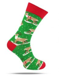 Skarpetki Bawełniane - Tematyczne - Zielone w Renifery. Zielone skarpety męskie His Story, bez wzorów, z bawełny. Za 29.99 zł.