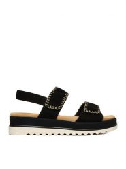 Remonte Sandały CEO-D3P50-02 Czarny. Czarne sandały damskie Remonte, bez wzorów, ze skóry, bez obcasa, na płaskiej podeszwie, bez zapięcia. Za 389.99 zł.