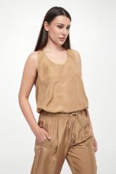 Top damski jedwabny Meana MARELLA MONOCHROME. Topy damskie Marella, bez wzorów, z jedwabiu, bez kołnierzyka, bez ramiączek. W wyprzedaży za 535.20 zł.