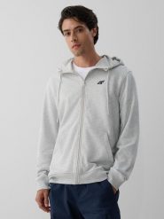 4F Bluza dresowa regular z kapturem męska - szara L. Szare bluzy męskie 4F, l, bez wzorów, z dresówki, klasyczne, bez ramiączek, z kapturem. Za 169.99 zł.