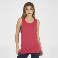 Top na siłownię damski NISHER ciemnoróżowy. Brązowe koszulki sportowe damskie Legea, bez wzorów, z bawełny, bez ramiączek, na fitness i siłownię. Za 52.00 zł.