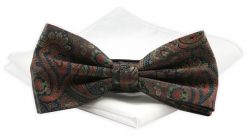 Mucha Męska z Białą Poszetką - Chattier - Lekka Czerwień, Zielone Akcenty. Białe krawaty i muchy Chattier, bez wzorów, z poliesteru, eleganckie. Za 59.00 zł.