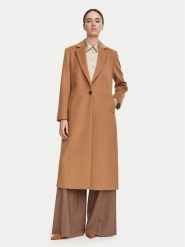 Marella Płaszcz wełniany Pavido 2623016031 Brązowy Loose Fit. Brązowe płaszcze damskie Marella, na zimę, bez wzorów, z wełny, bez kołnierzyka, bez kaptura. Za 3,109.00 zł.