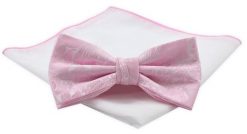 Mucha Męska z Białą Poszetką - Chattier - Różowa. Czerwone krawaty i muchy Chattier, bez wzorów, z mikrofibry, eleganckie. Za 59.00 zł.
