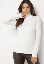 Biały Golf Sweter z Wiskozą i Kaszmirem Zailaya. Białe swetry nierozpinane damskie Born2be, bez wzorów, z jeansu, bez kołnierzyka, bez ramiączek. Za 69.99 zł.