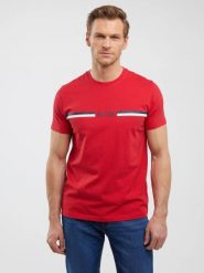 Koszulka męska z nadrukiem czerwona Lexor 603. Czerwone t-shirty męskie BIG STAR, l, bez wzorów, z dresówki, bez kołnierzyka, bez ramiączek. W wyprzedaży za 79.99 zł.