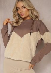 Brązowa Bawełniana Bluza z Kapturem ze Ściągaczami i Polarem Eurynia. Brązowe bluzy damskie Renee, bez wzorów, z bawełny, casualowe, bez ramiączek, z kapturem. Za 84.99 zł.