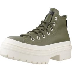 Buty CONVERSE CHUCK TAYLOR ALL STAR LUGGED HEEL PLATFORM WATERPROOF Zielony. Zielone obuwie sportowe damskie Converse, bez wzorów, ze skóry, bez zapięcia. W wyprzedaży za 465.70 zł.