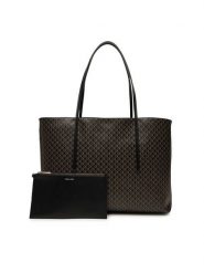Calvin Klein Torebka Emblem Aop Tote W/ Pouch LV04F3266G Czarny. Czarne shopperki damskie Calvin Klein, bez wzorów, ze skóry, bez dodatków. Za 589.99 zł.