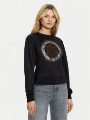 Guess Bluza W5RQ05 K7EX1 Czarny Regular Fit. Czarne bluzy damskie Guess, xs, z aplikacjami, z bawełny, bez ramiączek, bez kaptura. Za 199.99 zł.