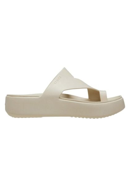 Klapki Dla Dorosłych Crocs Getaway Platform Toe Loopa. Brązowe klapki damskie Crocs, bez wzorów, z materiału, bez obcasa, bez zapięcia. Za 199.99 zł.