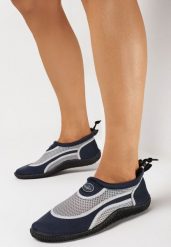 Granatowo-Szare Buty Sportowe do Wody ze Ściągaczem i Elastyczną Podeszwą Indal. Niebieskie obuwie sportowe damskie Born2be, bez wzorów, bez zapięcia, żeglarskie. Za 29.99 zł.
