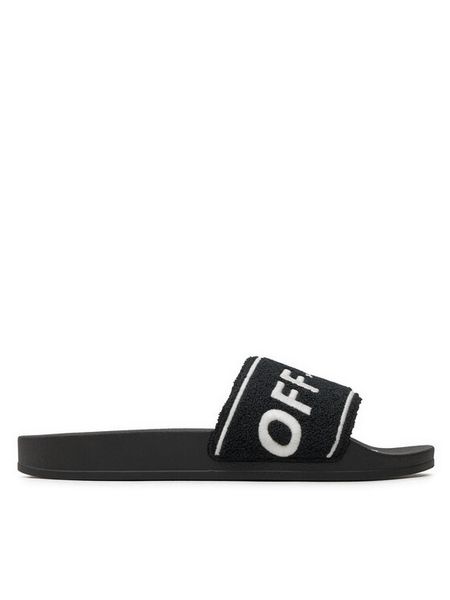 Off-White Klapki OMIC001S22MAT0031001 Czarny. Czarne klapki męskie OFF-WHITE, bez wzorów, z materiału, bez zapięcia. Za 649.99 zł.