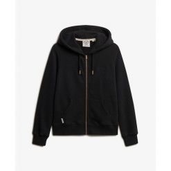 Damska bluza z kapturem zapinana na zamek Superdry Essential Logo Hb. Czarne bluzy damskie Superdry, bez wzorów, eleganckie, bez ramiączek, z kapturem. Za 306.00 zł.