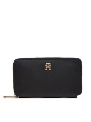Tommy Hilfiger Portfel Iconic Tommy Large Za AW0AW16009 Czarny. Czarne portfele damskie Tommy Hilfiger, ze skóry. Za 229.99 zł.