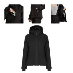 Kurtka narciarska damska KADVA Edge X Jacket. Czarne kurtki sportowe damskie KADVA, na zimę, bez wzorów, bez ramiączek, bez kaptura, narciarskie. Za 179.99 zł.