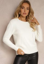 Jasnobeżowy Casualowy Sweter z Dodatkiem Kaszmiru Salielis. Brązowe swetry nierozpinane damskie Renee, uniwersalny, bez wzorów, z kaszmiru, casualowe, bez kołnierzyka, bez ramiączek. Za 139.99 zł.