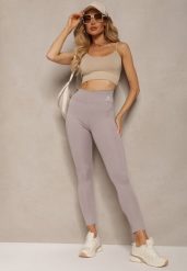 Szare Legginsy High Waist z Gumką w Pasie Cloen. Szare legginsy damskie Renee, bez wzorów, z jeansu. Za 29.99 zł.
