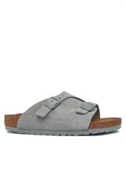 Birkenstock Klapki Zürich 1029166 Zielony. Zielone klapki damskie Birkenstock, bez wzorów, ze skóry, bez obcasa, bez zapięcia. Za 599.99 zł.