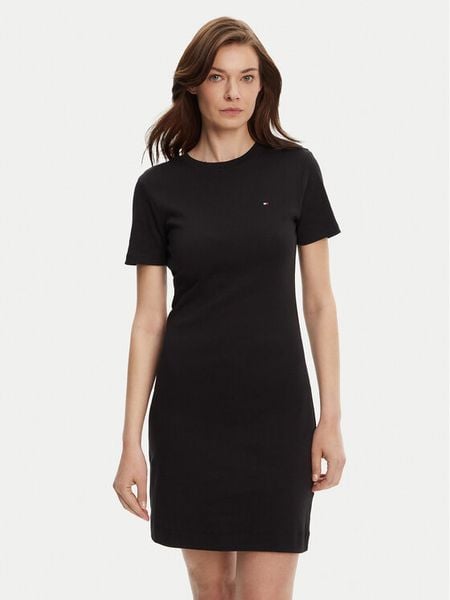 Tommy Hilfiger Sukienka codzienna New Cody WW0WW42721 Czarny Slim Fit. Czarne sukienki damskie Tommy Hilfiger, na co dzień, l, bez wzorów, z bawełny, bez kołnierzyka, bez ramiączek, proste. Za 259.99 zł.