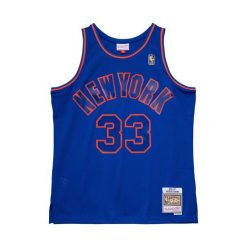 Koszulka NBA New York Knicks Patrick Ewing. Niebieskie bluzki damskie Mitchell & Ness, bez wzorów, sportowe, bez kołnierzyka, bez ramiączek. Za 470.00 zł.