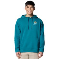 Bluza dresowa sportowa męska Trek Graphic Hoodie. Zielone bluzy sportowe męskie Columbia, m, bez wzorów, z bawełny, bez kaptura, trekkingowe. Za 279.99 zł.