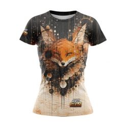 Koszulka do biegania damska Lisek krótki rękaw. Brązowe bluzki damskie JUST HERO, bez wzorów, sportowe, bez kołnierzyka, bez ramiączek. Za 99.00 zł.