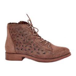 Niskie Botki Z Ażurowym Wzorem S.Barski HY51-185 Brązowe. Brązowe botki damskie w ażurowe wzory, eleganckie, przed kostkę, bez obcasa, bez zapięcia. Za 240.83 zł.