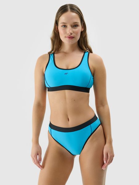 4F Góra od bikini damska - niebieska M. Niebieskie bikini 4F, m, bez wzorów, z elastanu. W wyprzedaży za 29.99 zł.