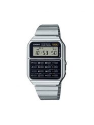 Casio Zegarek Vintage Edgy CA-500WE-1AEF Srebrny. Szare, cyfrowe zegarki męskie Casio, bez wzorów, srebrne. Za 309.99 zł.