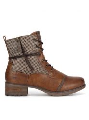 Mustang Botki 1229-510 Brązowy. Brązowe botki damskie Mustang, bez wzorów, z materiału, bez obcasa, na płaskiej podeszwie, bez zapięcia. Za 349.99 zł.