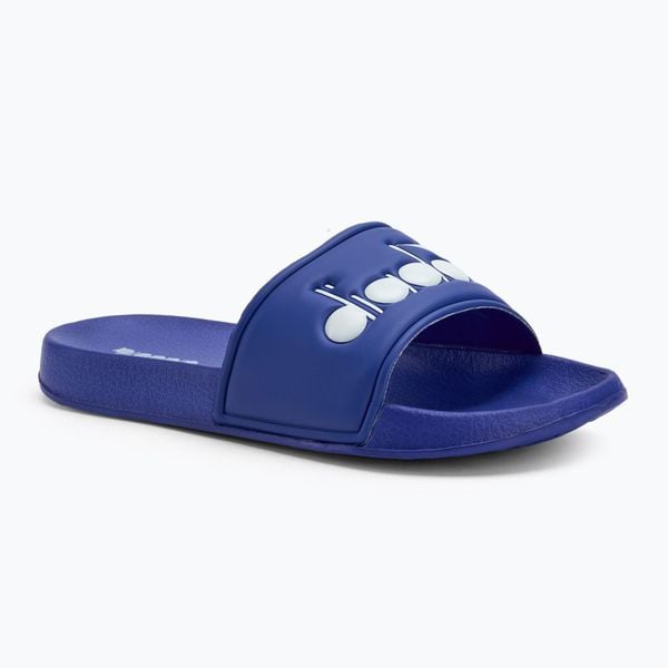 Klapki Diadora Praia. Niebieskie klapki damskie Diadora, bez wzorów, z materiału, bez obcasa, bez zapięcia. Za 98.99 zł.