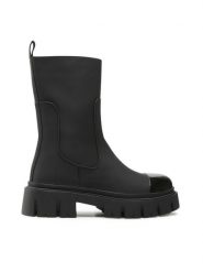 Jenny Fairy Botki WS5816-04 Czarny. Czarne botki damskie Jenny Fairy, bez wzorów, ze skóry, bez obcasa, na płaskiej podeszwie, bez zapięcia. Za 119.99 zł.