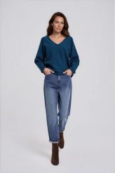 Jeansy mom fit granatowe. Jeansy damskie MOODO, bez wzorów, z bawełny. Za 139.99 zł.