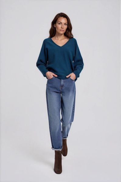 Jeansy mom fit granatowe. Jeansy damskie MOODO, bez wzorów, z bawełny. Za 139.99 zł.
