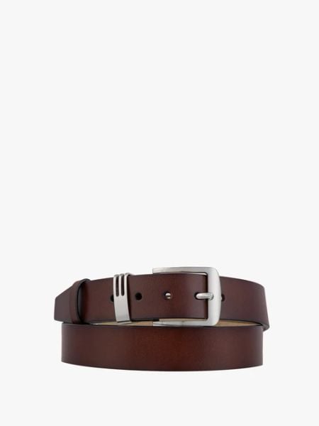 Brązowy pasek ze skóry licowej. Brązowe paski męskie Brawo sp. z o.o., z denimu, eleganckie. Za 129.99 zł.