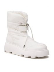 DeeZee Botki H2001-01 Biały. Białe botki damskie DeeZee, bez wzorów, z materiału, bez obcasa, na płaskiej podeszwie, bez zapięcia. Za 149.99 zł.