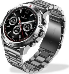 Smartwatch Garett V14 srebrny stalowy. Szare zegarki smartwatch GARETT, bez wzorów. Za 754.94 zł.