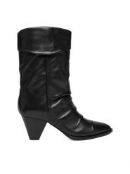 Badura Botki EO-APRIL-25FW218-1 Czarny. Czarne botki damskie Badura, bez wzorów, ze skóry, bez obcasa, na słupku, bez zapięcia. Za 279.99 zł.