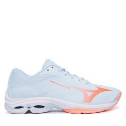 Buty halowe Mizuno. Niebieskie obuwie sportowe damskie Mizuno, bez wzorów, bez zapięcia, mizuno wave. Za 539.99 zł.