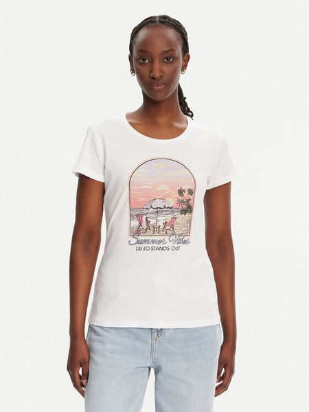 Liu Jo T-Shirt WA5478 J6410 Biały Regular Fit. Białe t-shirty damskie Liu Jo, s, bez wzorów, z bawełny, bez kołnierzyka, bez ramiączek. Za 179.99 zł.